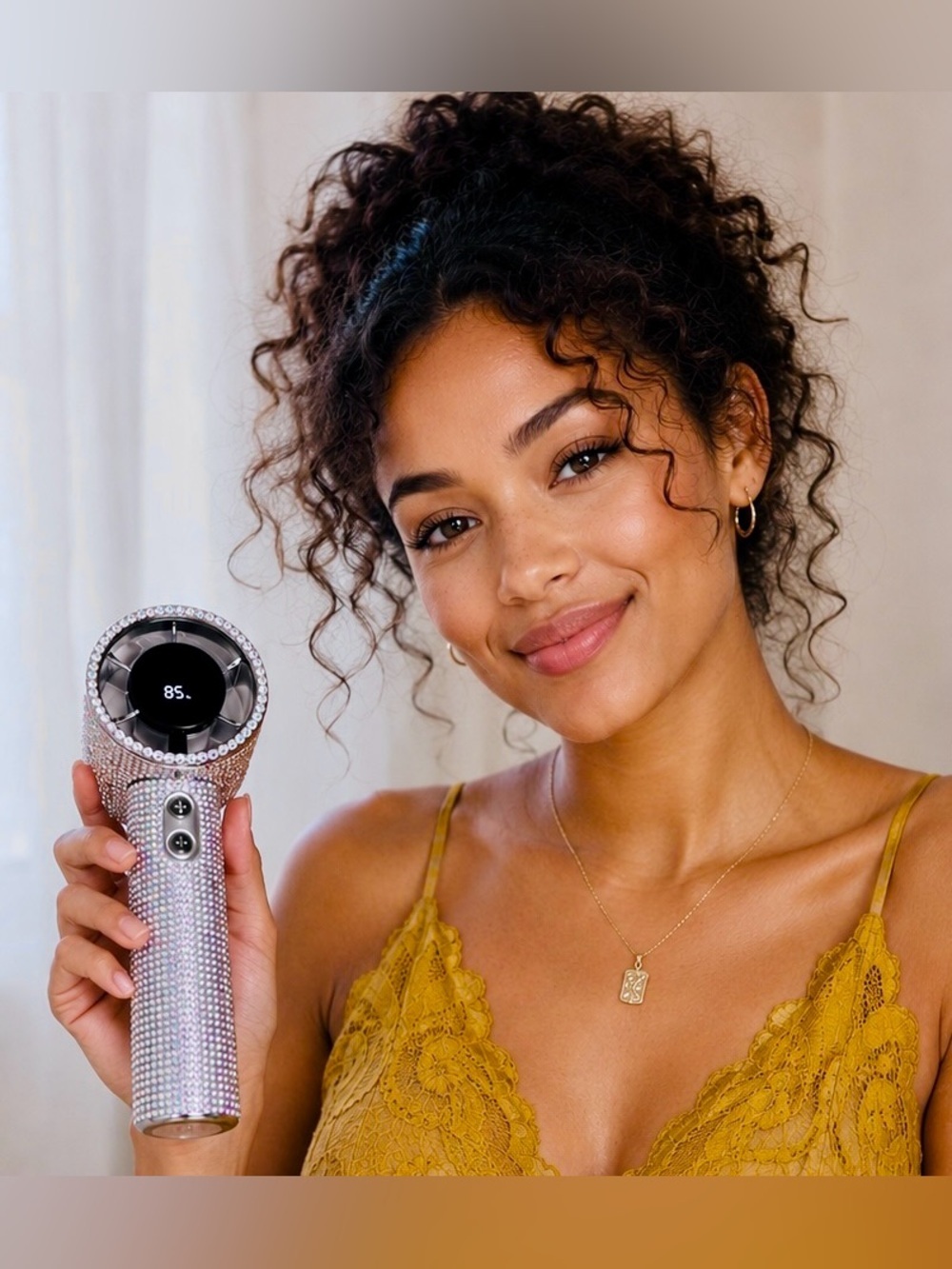Bling Rhinestone Rechargeable Handheld Fan – NIB - Picture 10 of 10